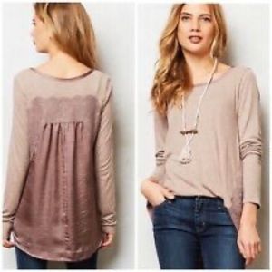 Anthropologie Bordeaux satin back Soft T